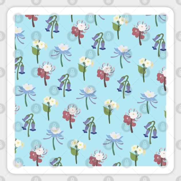 Liyue Flowers Print (Blue) Sticker by casserolestan